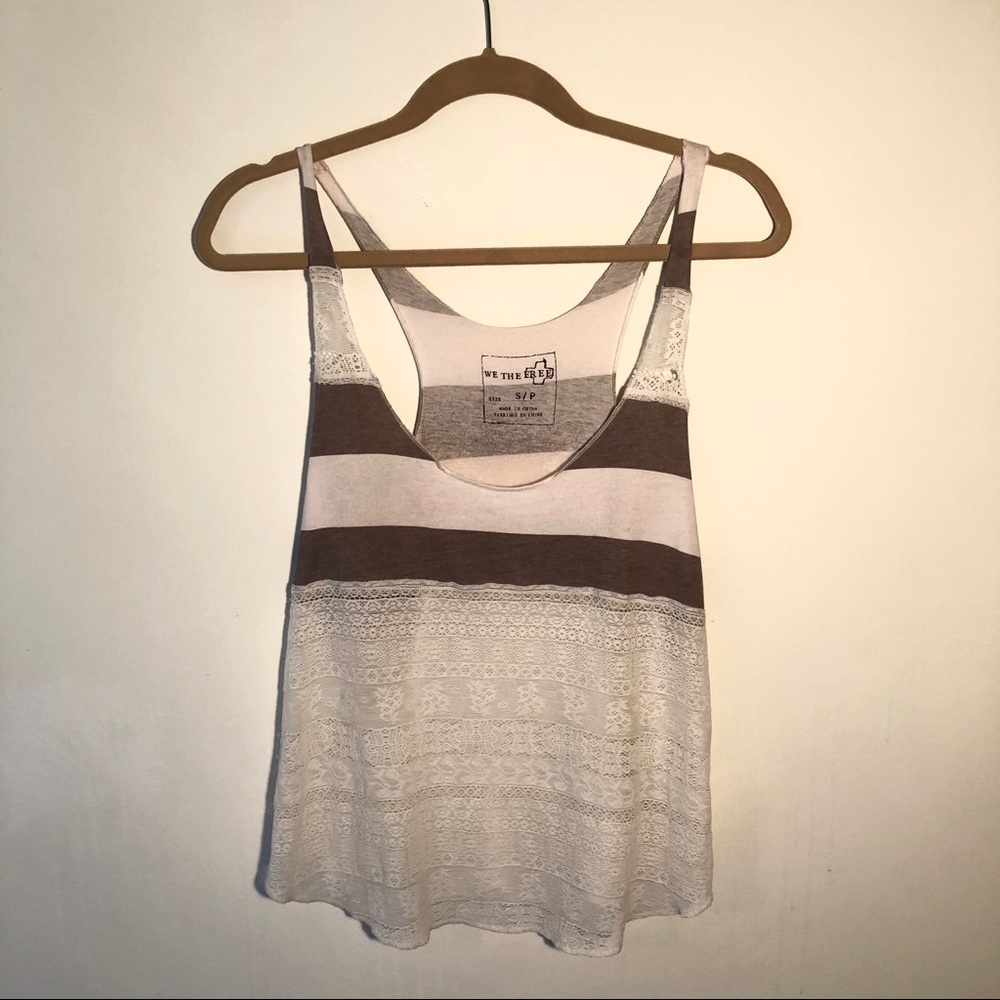 Free People Lace Striped Tank